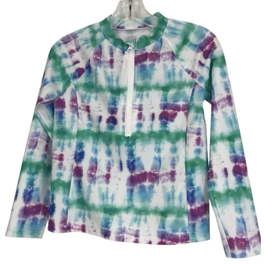 DSG Bikini And Rash guard Girls Size Small‎ Swim Tie Dye Purple Blue Green Set
